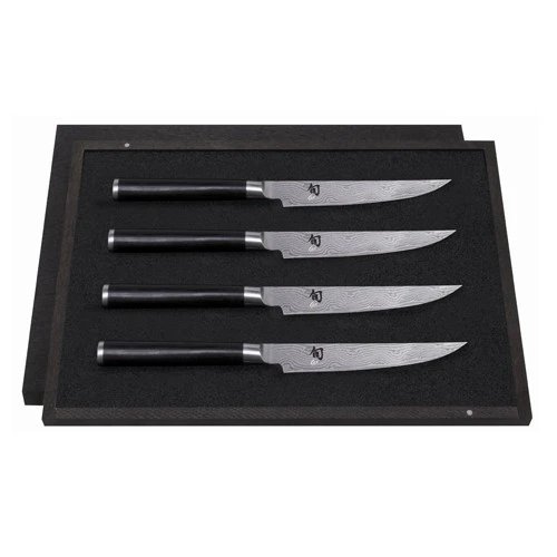 Kai Shun Classic 4-piece Steak Knife Set - Damascus Steel Blades 12.5cm