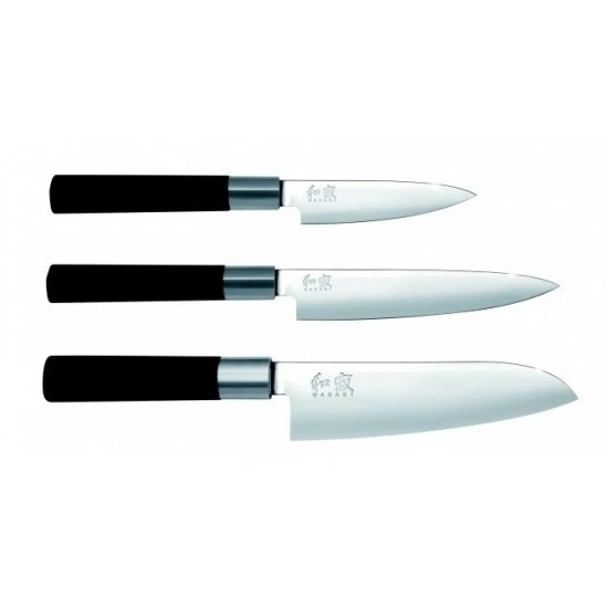 KAI Wasabi Black 3-piece Knife Set: 2 Utility Knives & 1 Santoku Knife 4 KAI Wasabi Black 3-piece Knife Set: 2 Utility Knives & 1 Santoku Knife - Image 2